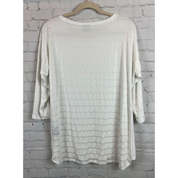 CHICO'S Petite white knit drop shoulders 3/4 sleeve top tunic size 2P (12/14P) - Picture 7 of 7
